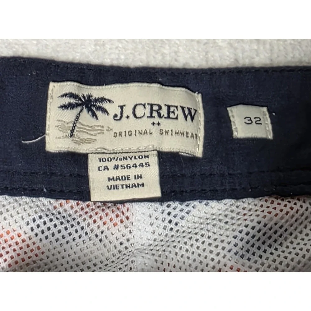 J Crew Nylon Swim Trunks Men 32 Geometric Allover Fish Pattern Multicolor Mesh